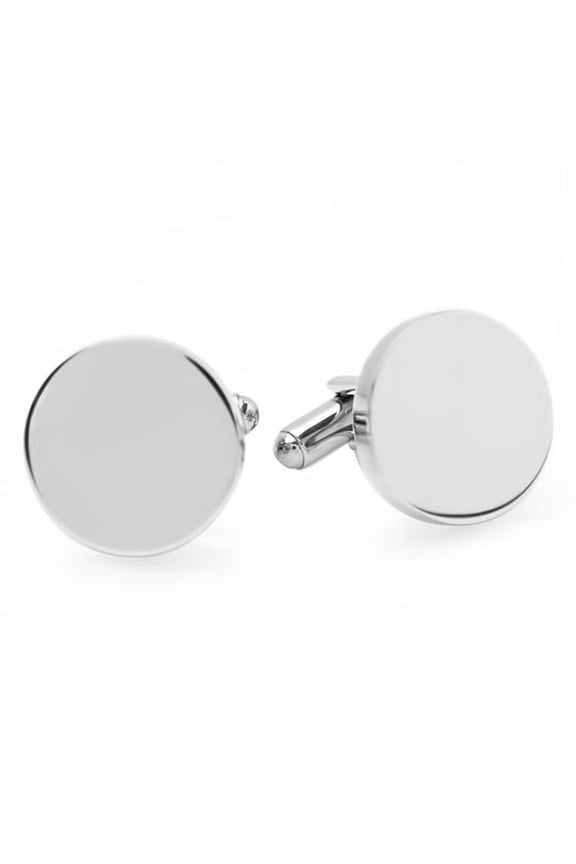 Mens Stainless Steel Plain Round Cuff Links
