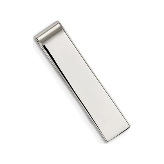 Gem & Harmony Mens Stainless Steel Polished Money Clip and Tie Bar In One for Men
