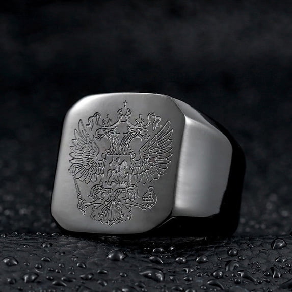 Mens Stainless Steel Ring Double Headed Eagle Zodiac European American Packaging Individually Packed Fashion Ring