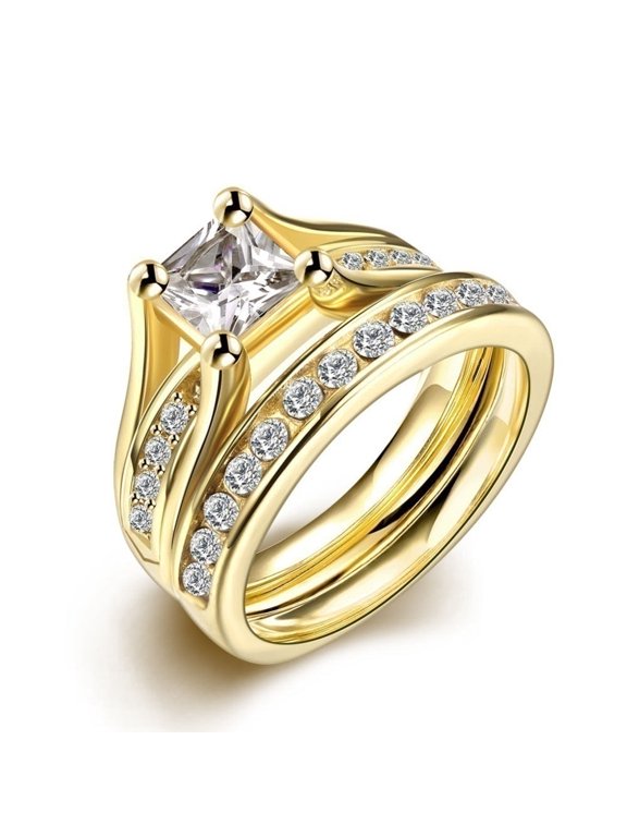 Mens Stainless Steel Ring Eight Hearts And Arrows Design Golden Accent Band Ring Gift For Him Anniversary Ring
