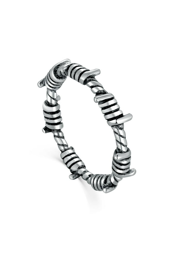 Mens Stainless Steel Ring Silver Vintage Barbed Wire Ring Unisex Gothic Style Size 7-11