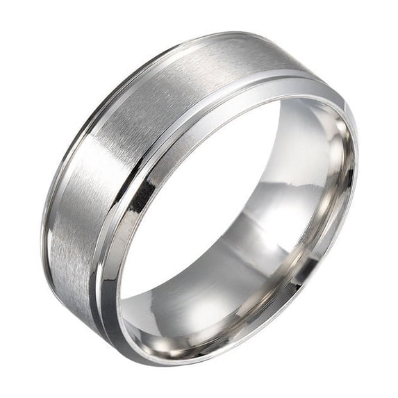 Mens Stainless Steel Ring Simple Geometric Matte Ring Unisex Double Beveled Band Ring Individually Packed Ring Mens Band Ring Wedding Band Ring
