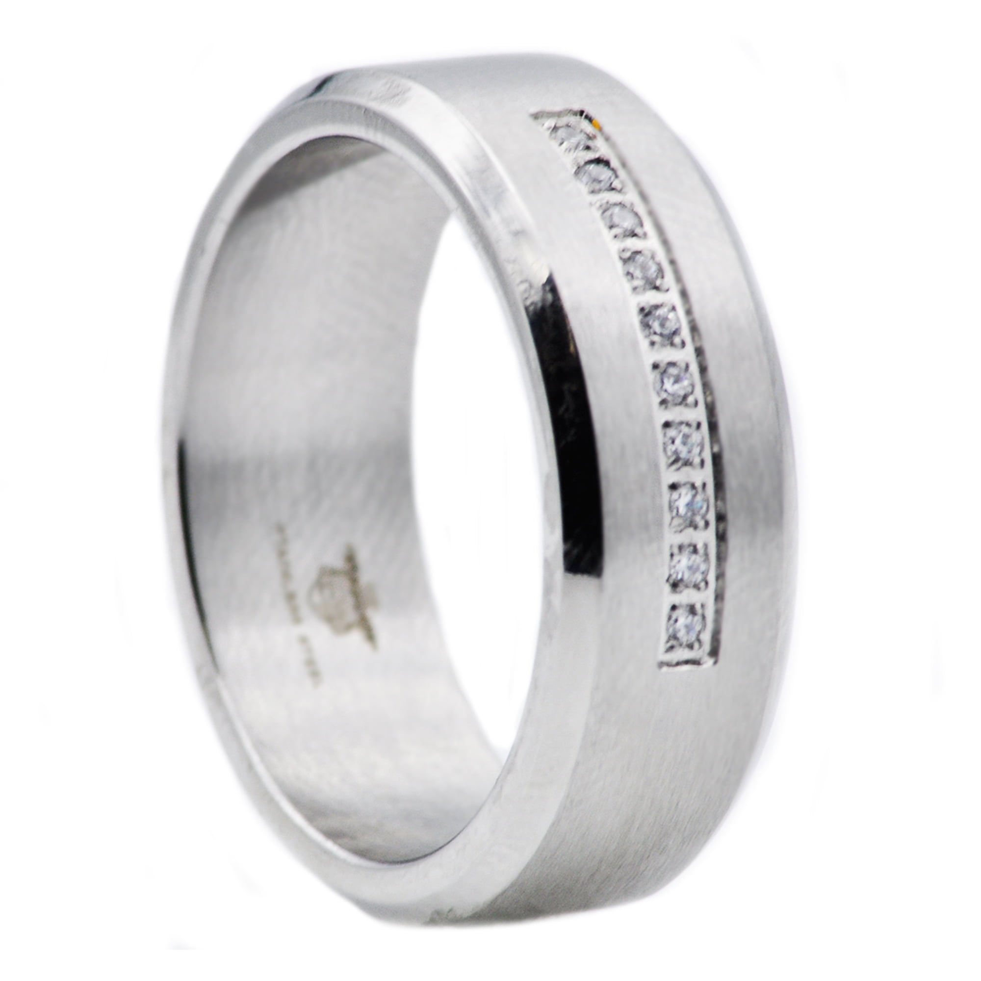 Mens Stainless Steel Ring With Cubic Zirconia