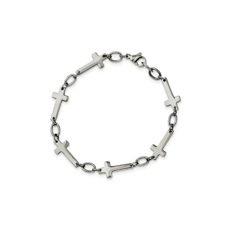Mens Stainless Steel Sideways Cross Bracelet 8 inch - Walmart.com