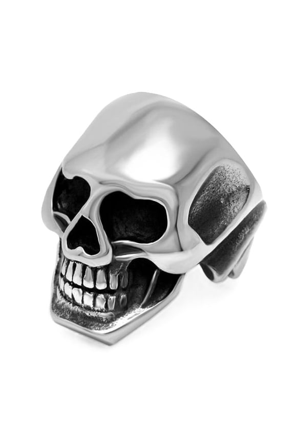 Mens Stainless Steel Silver Tone 3D Skull Statement Ring Size 12 Punk Rock Biker SSR369S12