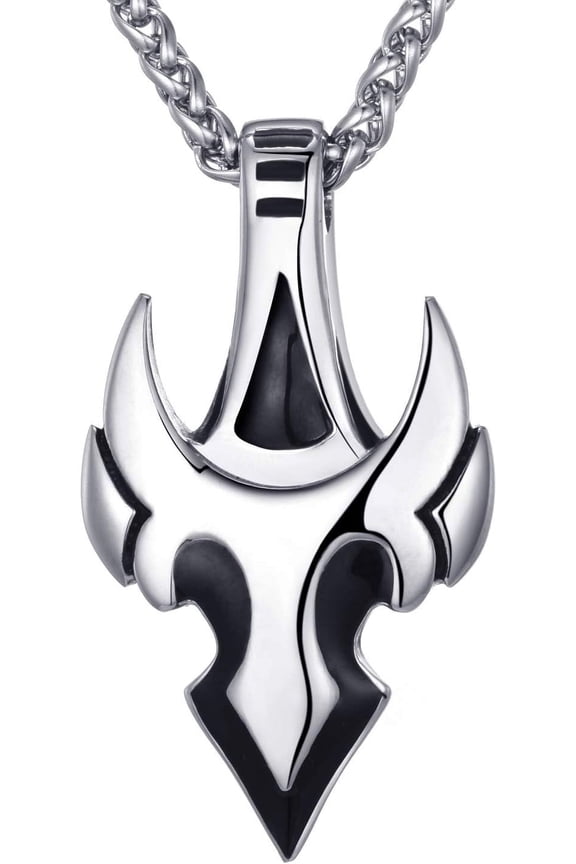 Mens Stainless Steel Spear Pendant Necklace Arrow Tauren Pendant with 24 Inches Link Chain