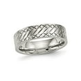 thumbnail image 1 of Gem & Harmony Mens Stainless Steel Textured Criss Cross Wedding Band Ring (6mm) for Men, 1 of 6