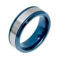 thumbnail image 1 of Mens Stainless Steel Two-Tone Blue Brushed Finish Wedding Band  Ring, 1 of 4