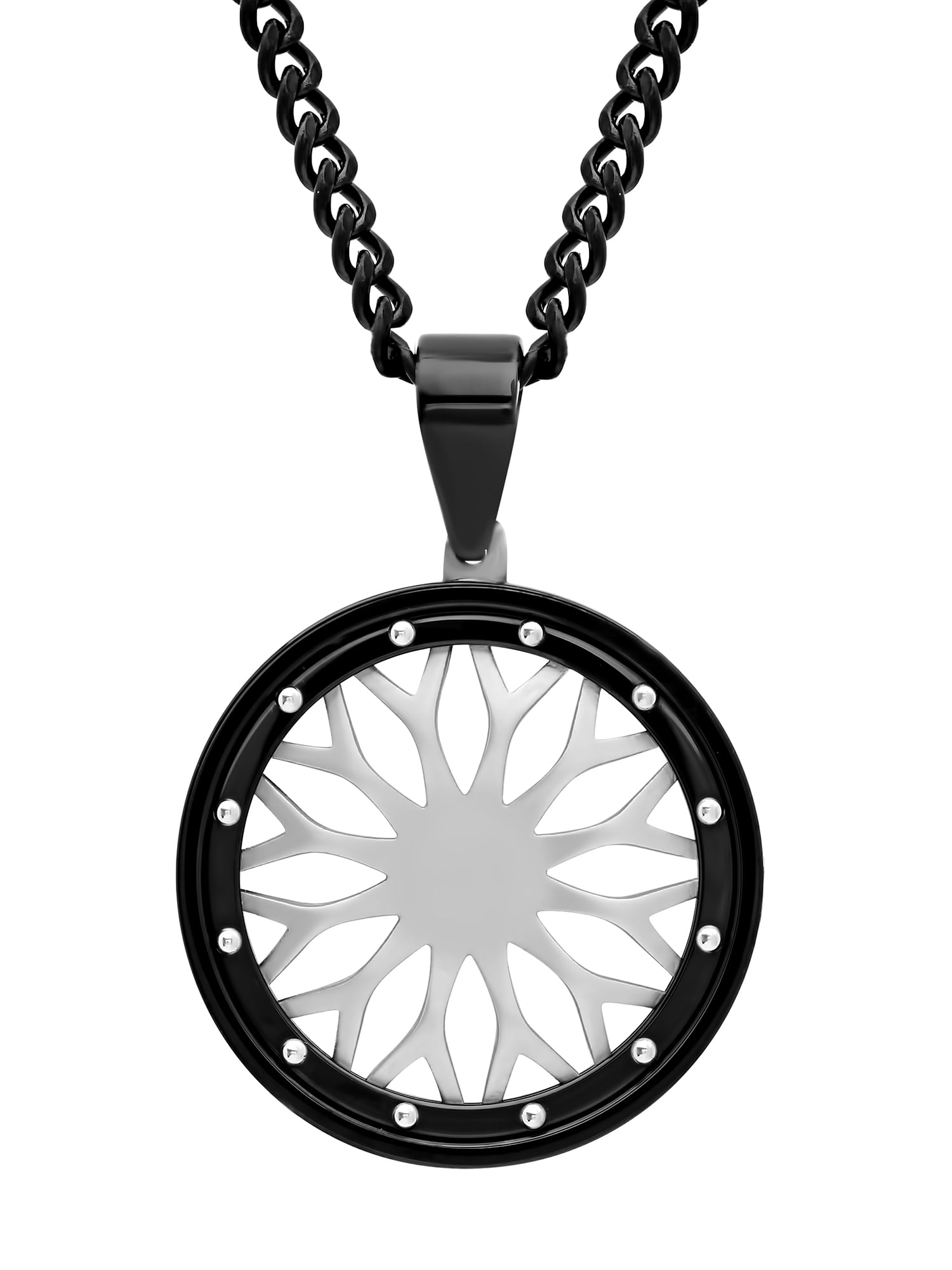Mens Stainless Steel Wheel Charm Pendant Necklace Chain Walmart