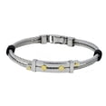 thumbnail image 1 of Mens Stainless Steel Wire Bangle With Gold Screws, 1 of 2