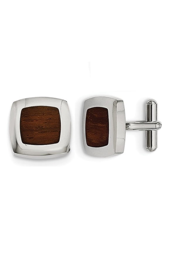 Gem & Harmony Mens Stainless Steel Wood Inlay Cuff Links for Men