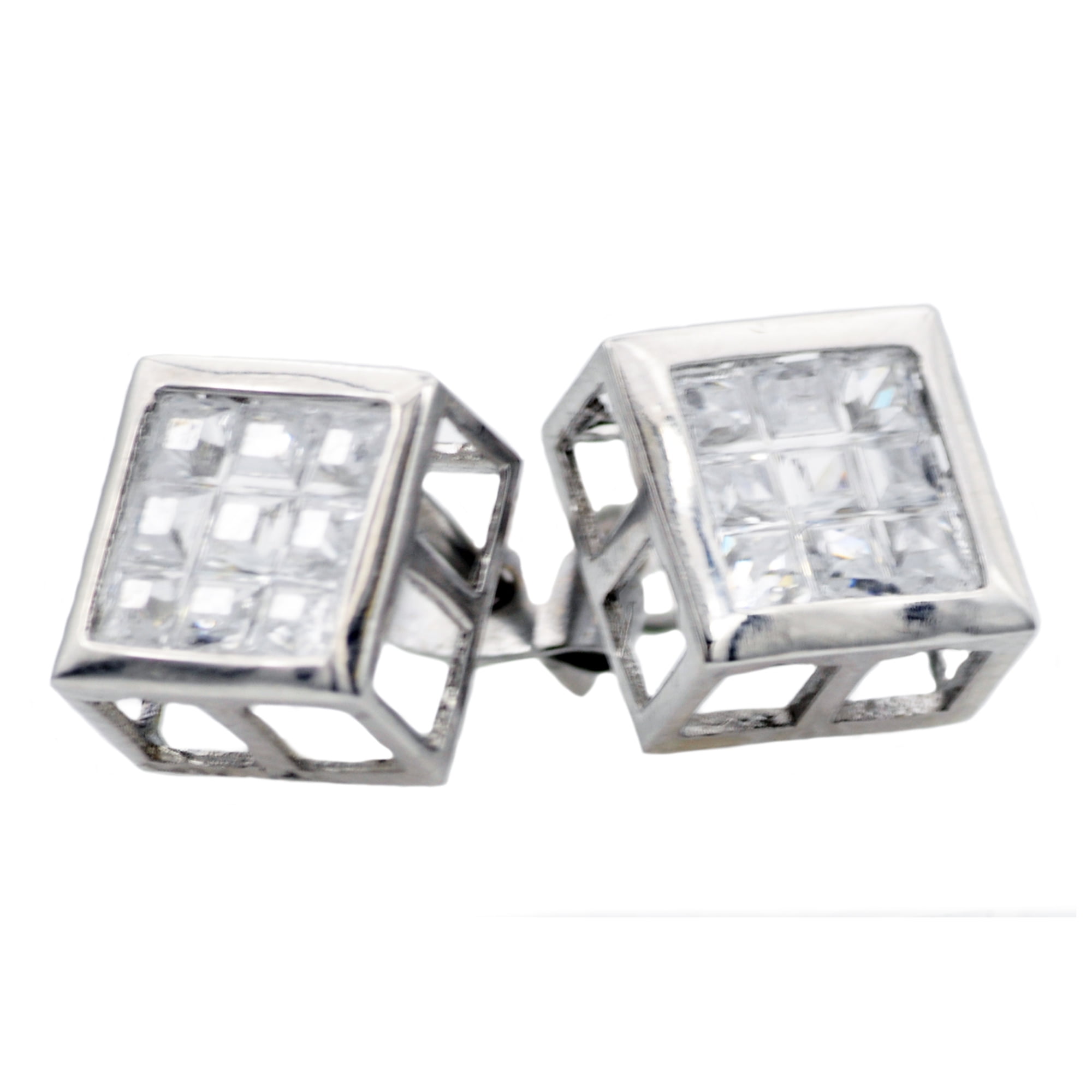 Mens Stainlesss Steel Earrings With Cubic Zirconia