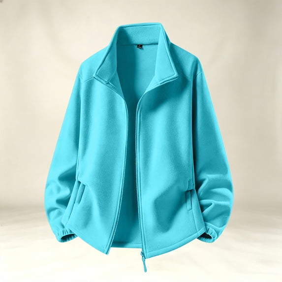 Mens Stand Collar Fleece Jacket Full Zip Polar Fleece Coat Lightweight Warm Casual Outdoor Sweatshirt
