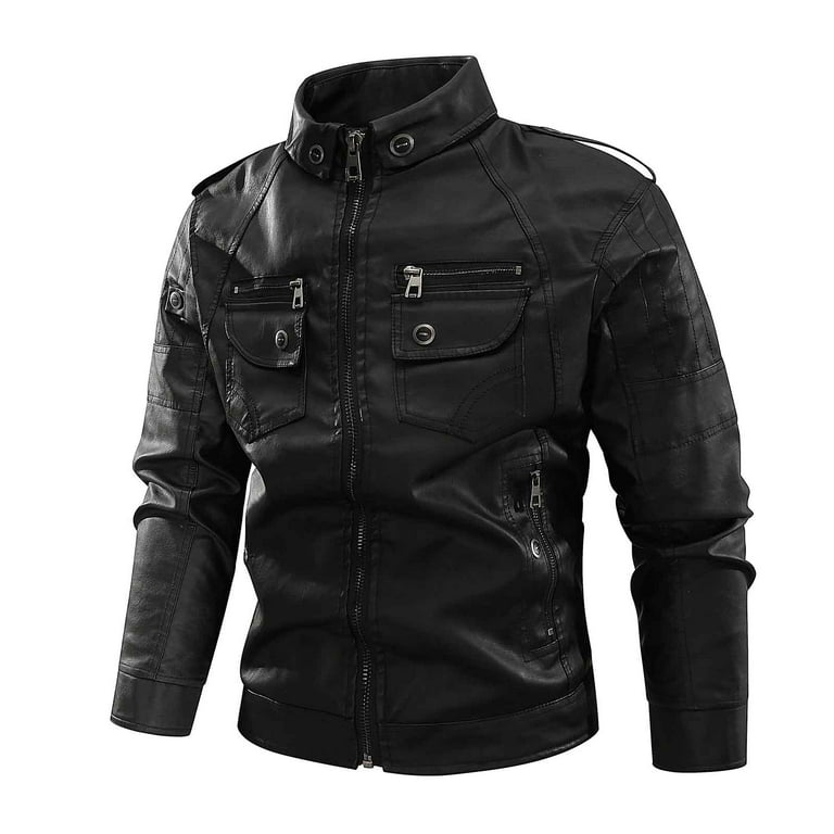 New Large Size Stand Collar Leather Men's Jacket New Large Size Stand Collar Leather Men's Jacket