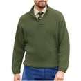 thumbnail image 1 of Mens Stand Collar Sweater Pullover V-Neck Long Sleeve Knitted Top Winter Solid Color Loose Sweatshirt for Men (Army Green 2XL), 1 of 5