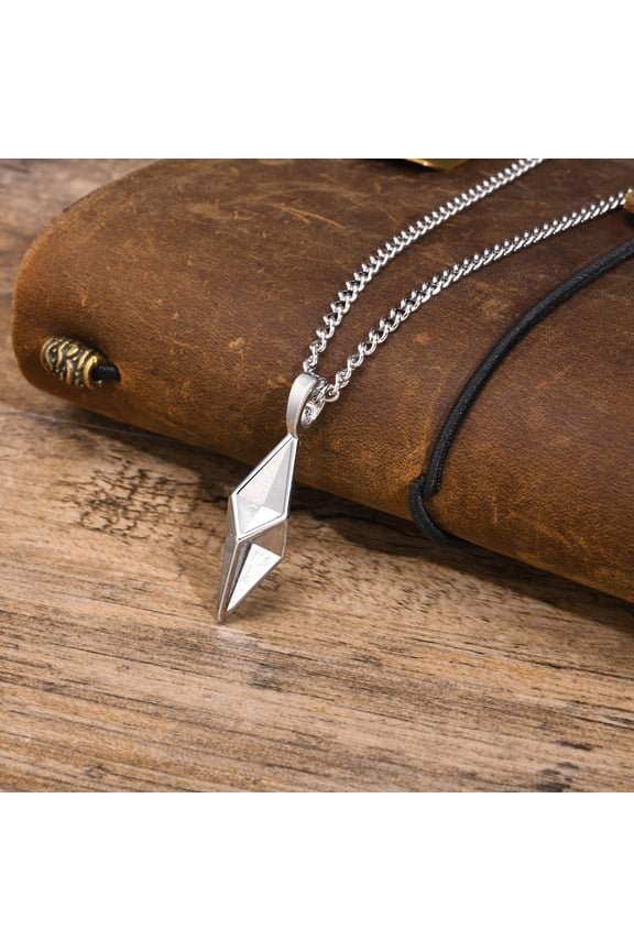 Mens Star 4-Pointed Necklaces,Waterproof 14K White Gold Geometric Pendant Collar Father's Day Birthday Gifts Jewelry