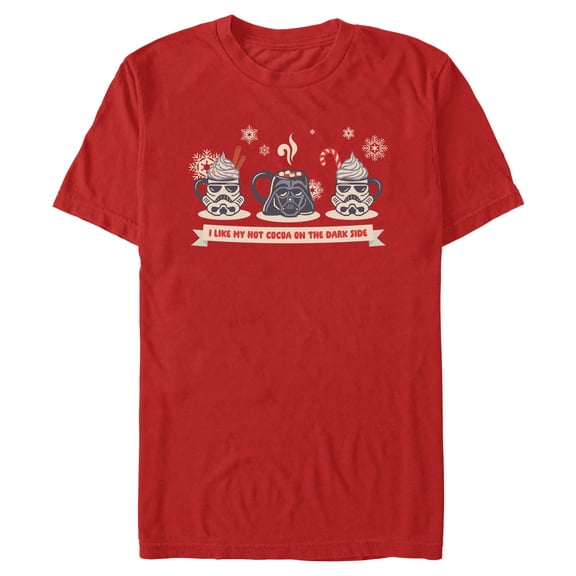 Mens Star Wars: A New Hope Darth Vader and Stormtrooper Cocoa on the Dark Side Short Sleeve T-Shirt