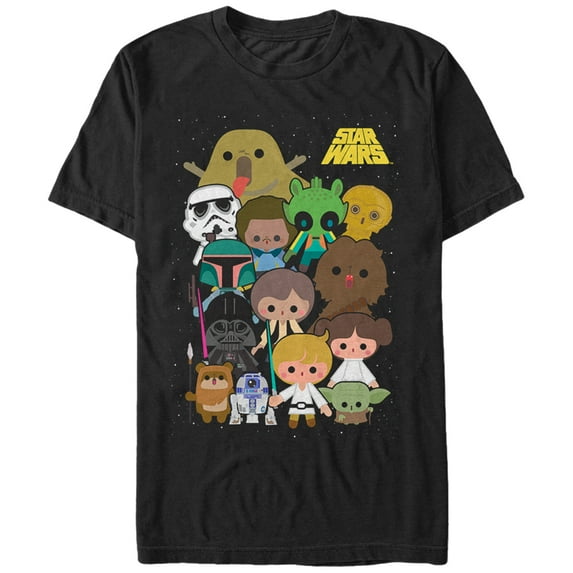 Mens Star Wars Cute Cartoon Character Group T-Shirt Large