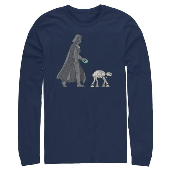 Mens Star Wars Darth Vader AT-AT Walking the Dog Long Sleeve Shirt