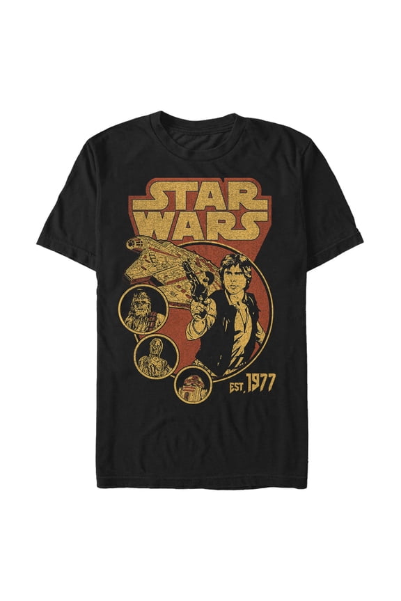 Mens Star Wars Distressed Classic Logo Est 1977 T Shirt