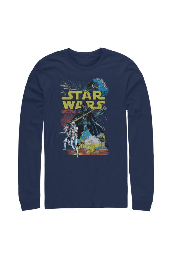 Mens Star Wars Galactic Comic Cover Long Sleeve Shirt