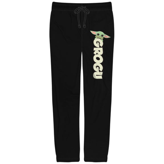 Mens Star Wars Mandalorian Grogu Screen Print Black Sleep Pajama Pants -L