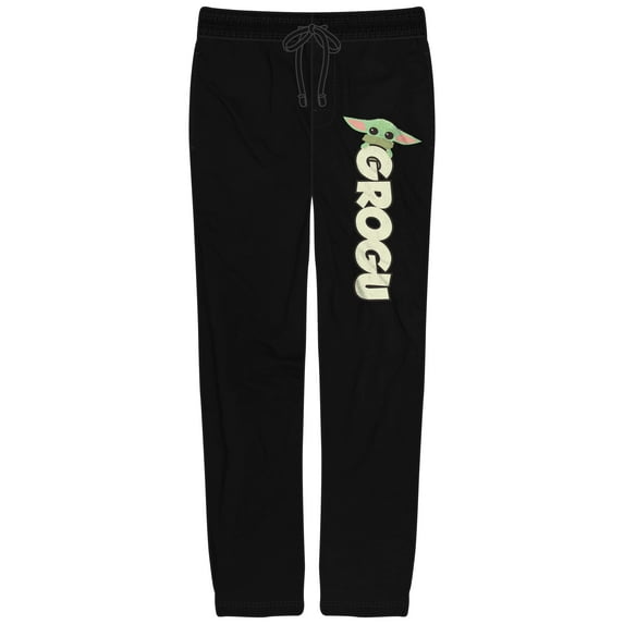 Mens Star Wars Mandalorian Grogu Screen Print Black Sleep Pajama Pants - M