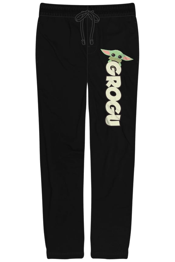 Mens Star Wars Mandalorian Grogu Screen Print Black Sleep Pajama Pants - XXL