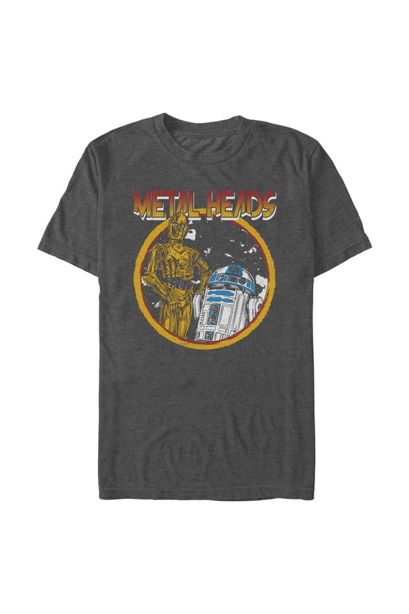 Mens Star Wars Metal Head Rock Droids T Shirt