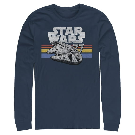 Mens Star Wars Millennium Falcon 77' Vintage Stripes Long Sleeve Shirt