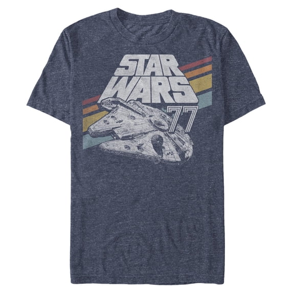 Mens Star Wars Retro 77 Millennium Falcon Stripes T Shirt