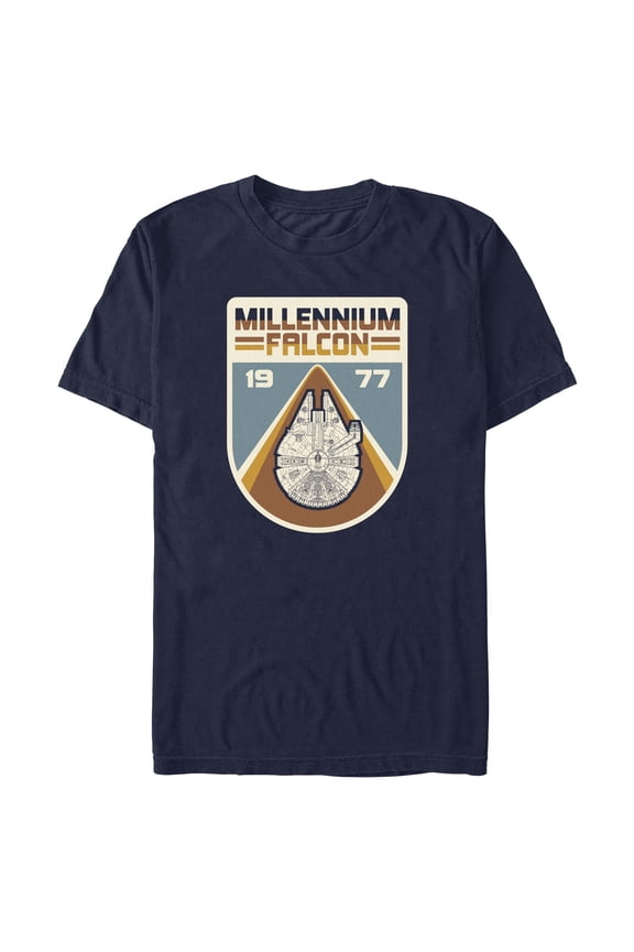 Mens Star Wars Retro Emblem Millennium Falcon 1977 T Shirt