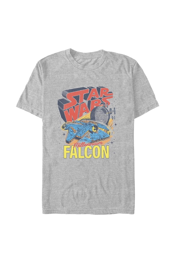Mens Star Wars Retro Falcon And Death Star T Shirt