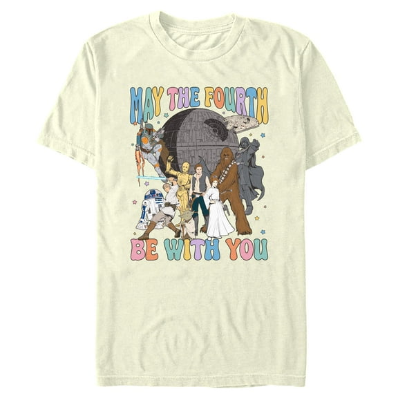 Mens Star Wars Retro May Fourth Group Shot T Shirt