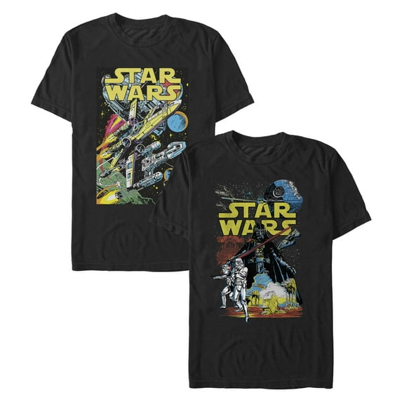 Mens Star Wars Retro Space Comic Art 2-Pack T Shirt