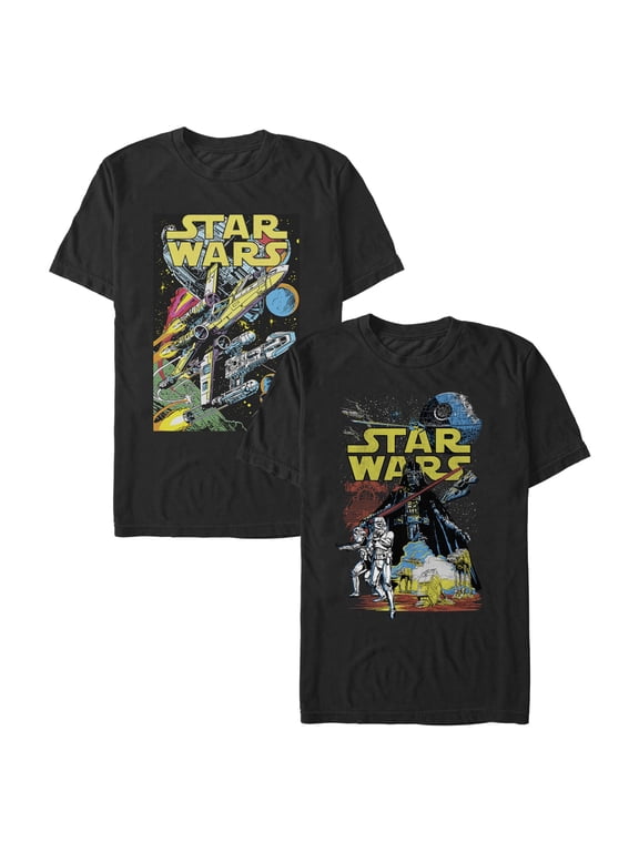 Mens Star Wars Retro Space Comic Art 2-Pack T Shirt