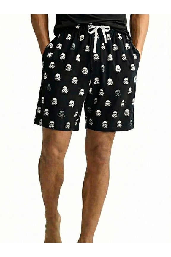 Mens Star Wars Stormtroopers Darth Vader Pajama Sleep Shorts Loungewear Black