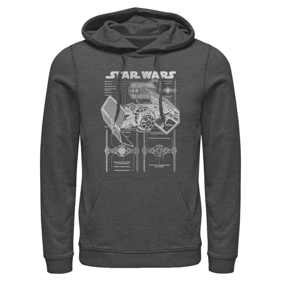 Mens Star Wars TIE Fighter Schematic Lightweight Hoodie