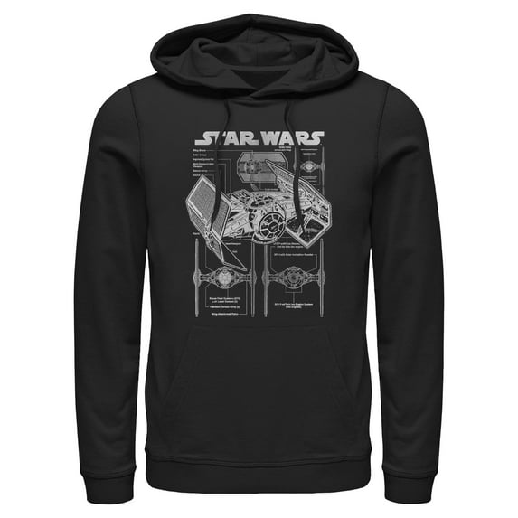 Mens Star Wars TIE Fighter Schematic Lightweight Hoodie
