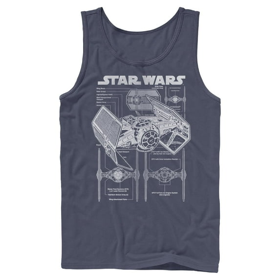 Mens Star Wars TIE Fighter Schematic Tank Top