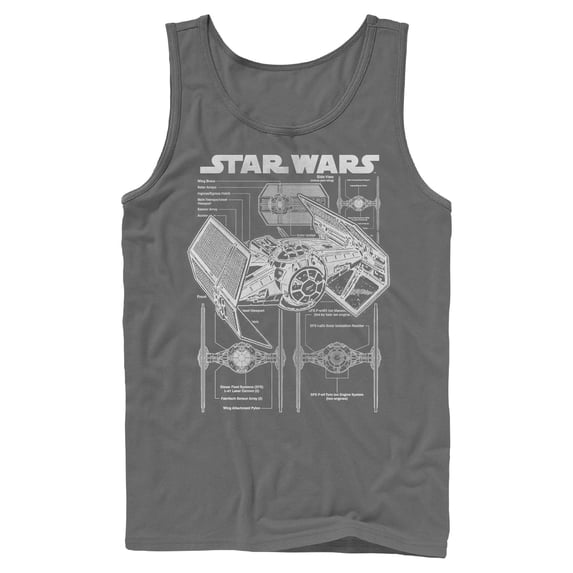 Mens Star Wars TIE Fighter Schematic Tank Top