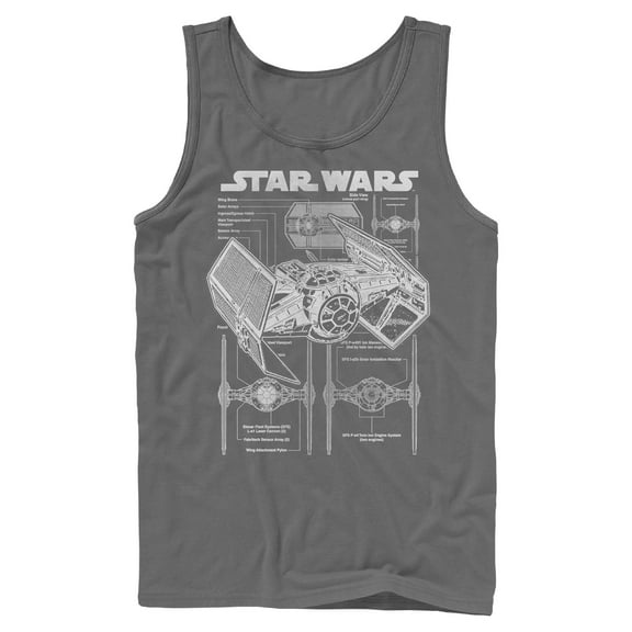 Mens Star Wars TIE Fighter Schematic Tank Top