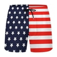thumbnail image 1 of Mens Stars and Stripes Swim Trunks with Compression Liner Inseam Board Shorts Bathing Suit with Pockets Dark Blue L, 1 of 2