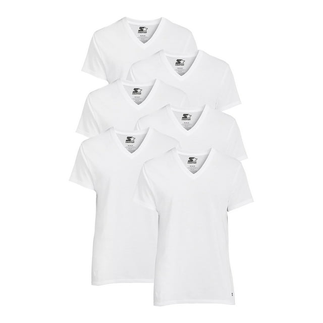 Starter Men's V-Neck Tees with Short Sleeves, 6-Pack - Walmart.com