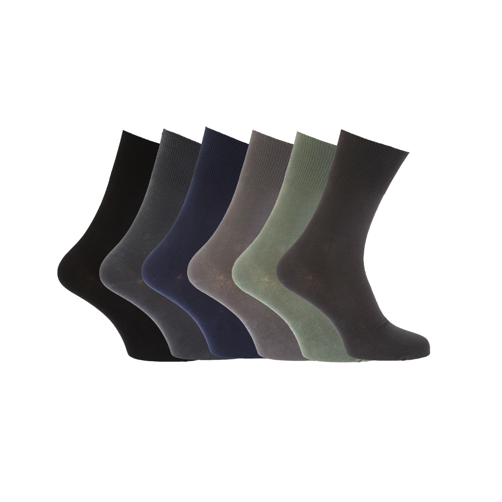 Mens Stay Up Non Elastic Diabetic Socks (Pack Of 6)