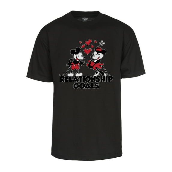 Mens Steamboat Willie T-Shirt - Vintage Relationship Goals Cartoon Shirt, Black Small