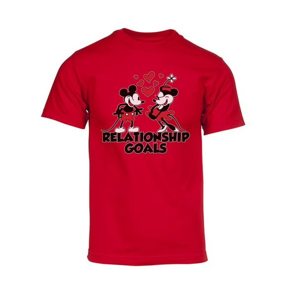 Mens Steamboat Willie T-Shirt - Vintage Relationship Goals Cartoon Shirt, Red Small