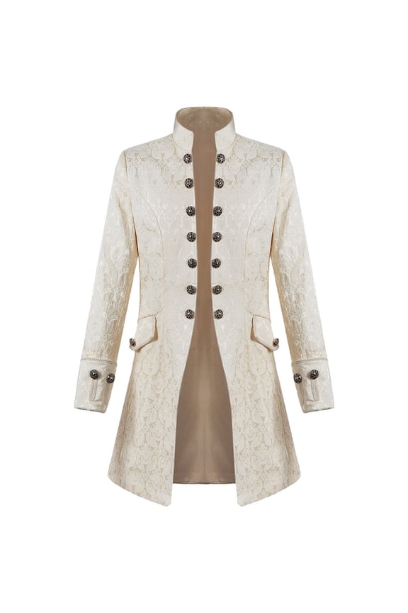 Mens Steampunk Medieval Jacket Retro Slim Stand Colla Costume Court Style Long Sleeve Victorian Uniform Formal Tailcoat
