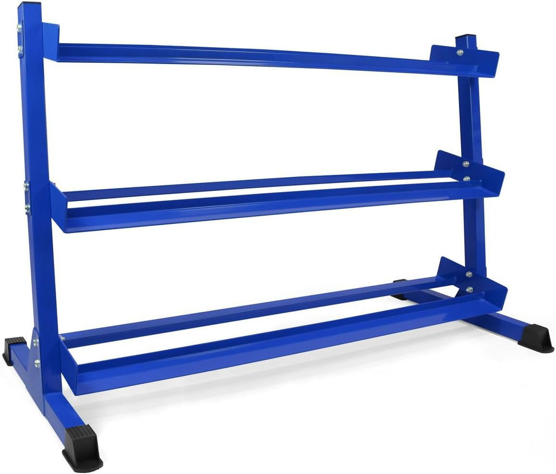 WF Athletic Supply Heavy-Duty Dumbbell Rack Stand, Weight Rack for Home Gym, Weight Holder, Available Sizes for Storage 5-75LB Dumbbell Pairs, Blue, RACK ONLY
