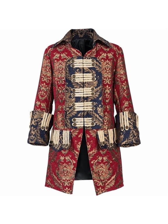 Mens Steampunk Vintage Tailcoat Jacket Gothic Victorian Frock Coat Buccaneer Pirate Outfit Elegant Historical Style Coat